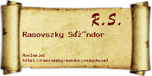 Rasovszky Sándor névjegykártya